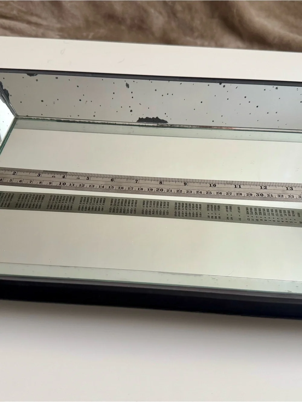 Antique-Style Rectangular Mirrored Vanity Tray in Silver
